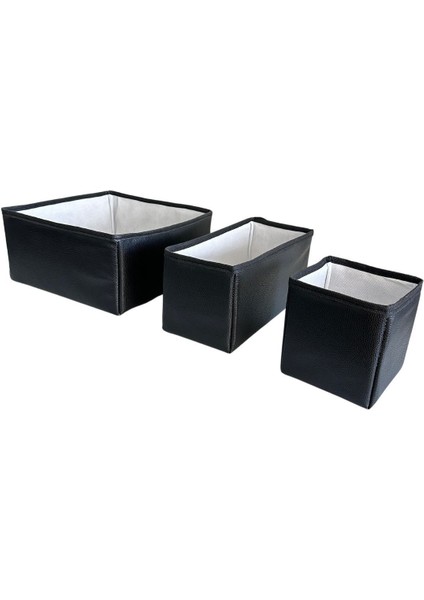 3'lü Çekmece Içi Çamaşır Düzenleyici Çocuk Odası Katlanır Saklama Kutusu Organizer Set-Siyah Deri fiyatları