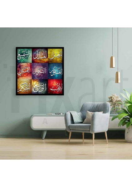 Renkli Esmaül Hüsna Pixart Sanat Elmas Mozaik Tablo Diamond Türkiye 61*61