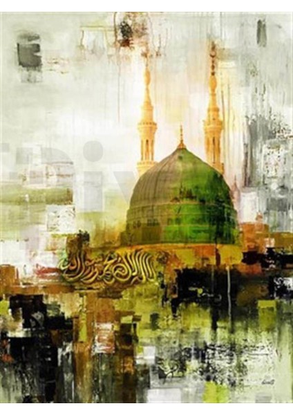 Eskitme Tarz Mescid-I Nebevi Sanat Pixart Sanat Elmas Mozaik Tablo Diamond Türkiye 53*74