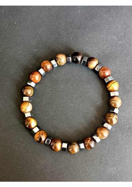 DOG011 Hematit & Kaplan Gözü(Tiger Eye) Doğaltaş Bileklik fiyatları