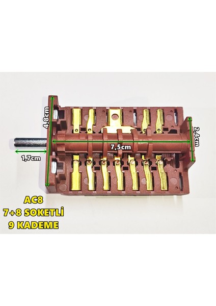 Ankastre Fırın 7+8 Ac8 9 Kademe Polyemit Çevirmeli Şalter