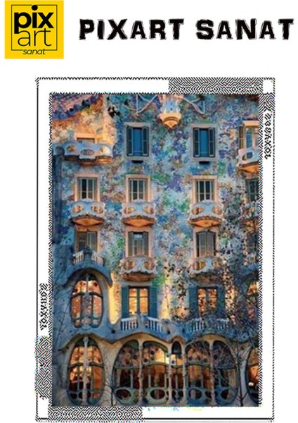 Barcelona Evleri Pixart Sanat Elmas Mozaik Tablo Diamond Türkiye 41 x 74 cm fırsatları