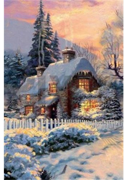 Bacası Tüten Taş Ev Pixart Sanat Elmas Mozaik Tablo Diamond Türkiye 43 x 64 cm