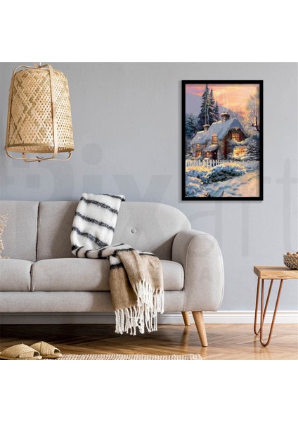 Bacası Tüten Taş Ev Pixart Sanat Elmas Mozaik Tablo Diamond Türkiye 43 x 64 cm modelleri