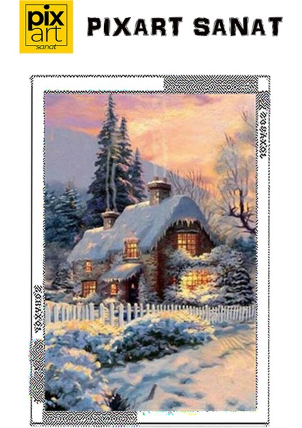 Bacası Tüten Taş Ev Pixart Sanat Elmas Mozaik Tablo Diamond Türkiye 43 x 64 cm fırsatları