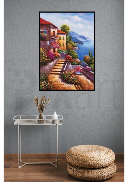 Deniz Manzaralı Ev Pixart Sanat Elmas Mozaik Tablo Diamond Türkiye 35 x 50 cm modelleri