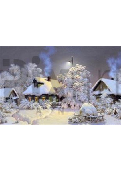 Karlı Gece Pixart Sanat Elmas Mozaik Tablo Diamond Türkiye 76 x 51 cm