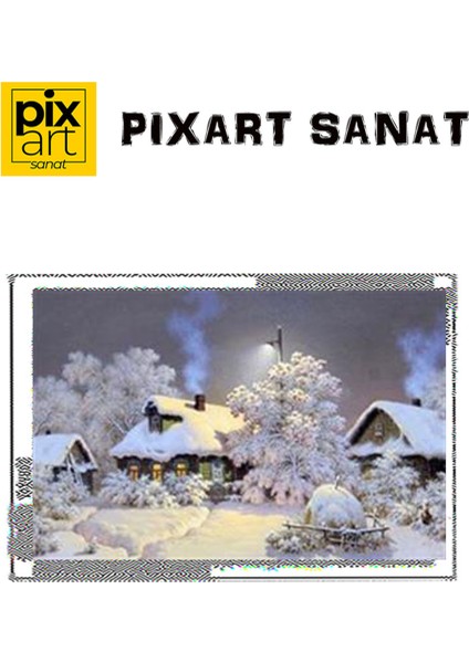 Karlı Gece Pixart Sanat Elmas Mozaik Tablo Diamond Türkiye 76 x 51 cm fırsatları