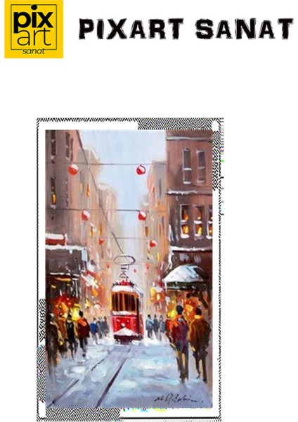 Yağmurlu Taksim Pixart Sanat Elmas Mozaik Tablo Diamond Türkiye 36 x 58 cm