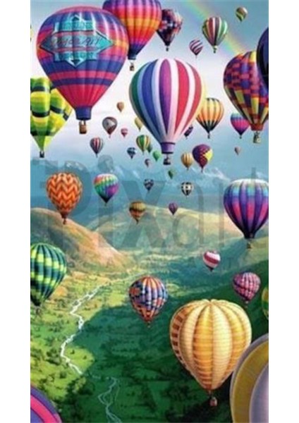 Uçan Balon Manzarası Pixart Sanat Elmas Mozaik Tablo Diamond Türkiye 30 x 56 cm