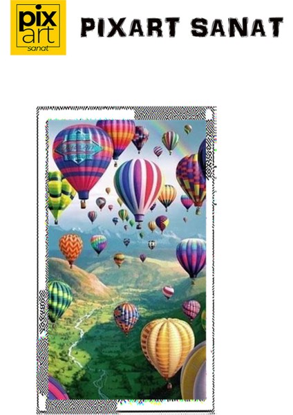 Uçan Balon Manzarası Pixart Sanat Elmas Mozaik Tablo Diamond Türkiye 30 x 56 cm