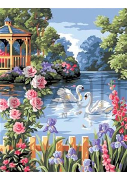 Kuğular Pixart Sanat Elmas Mozaik Tablo Diamond Türkiye 40 x 50 cm