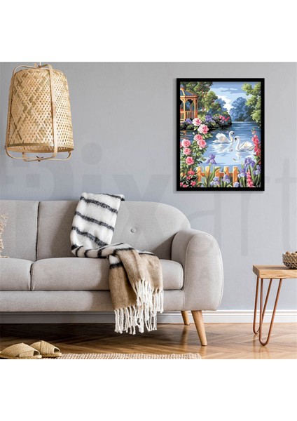 Kuğular Pixart Sanat Elmas Mozaik Tablo Diamond Türkiye 40 x 50 cm fiyatları