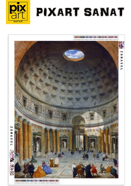 Giovanni Paolo Pannini - Pantheon'un İçi, Roma PixArt Sanat Elmas Mozaik Tablo Diamond Türkiye 40*60 fırsatları