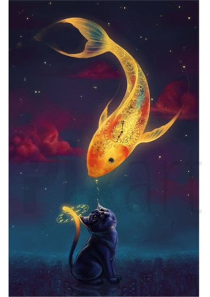 Hayalde Buyuk Balik 38 x 69 Elmas Mozaik Tablo