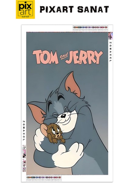 Tom ve Jerry PixArt Sanat Elmas Mozaik Tablo Diamond Türkiye 48*60