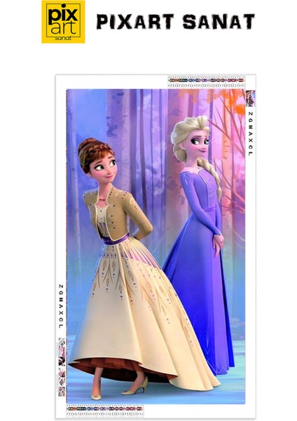 Frozen Elsa ve Anna PixArt Sanat Elmas Mozaik Tablo Diamond Türkiye 40*60
