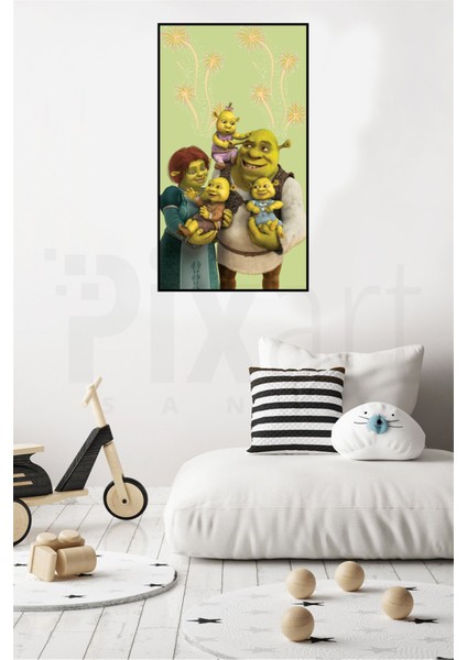 Shrek ve Ailesi PixArt Sanat Elmas Mozaik Tablo Diamond Türkiye 40*60