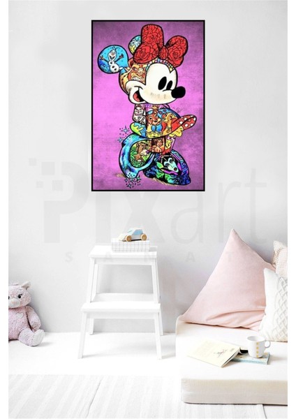 Renkli Mickey Mouse PixArt Sanat Elmas Mozaik Tablo Diamond Türkiye 38*58
