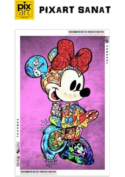 Renkli Mickey Mouse PixArt Sanat Elmas Mozaik Tablo Diamond Türkiye 38*58