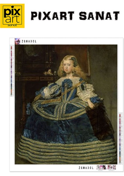 Diego Velazquez Mavi Elbiseli İnfanta Margarita Teresa PixArt Sanat Elmas Mozaik Tablo Diamond Türkiye 56*51