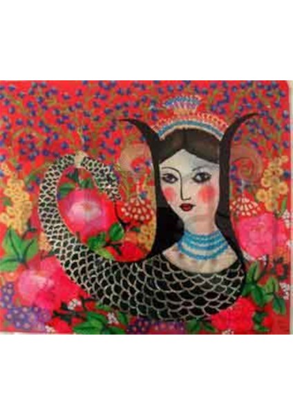 Çiçekler Içinde Şahmeran Pi x art 81 x 71 Sanat