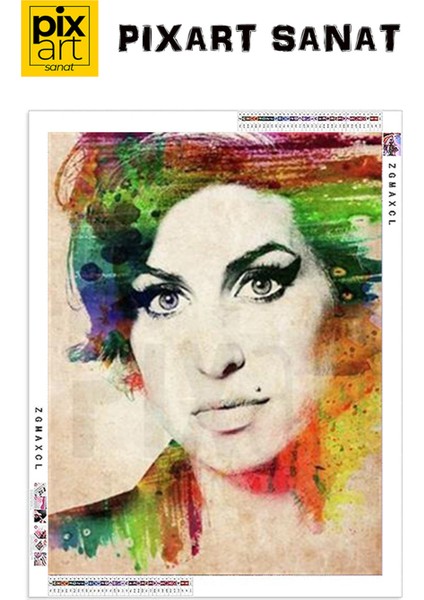 Amy Winehouse Pixart Sanat Elmas Mozaik Tablo Diamond Türkiye 41 x 53 cm