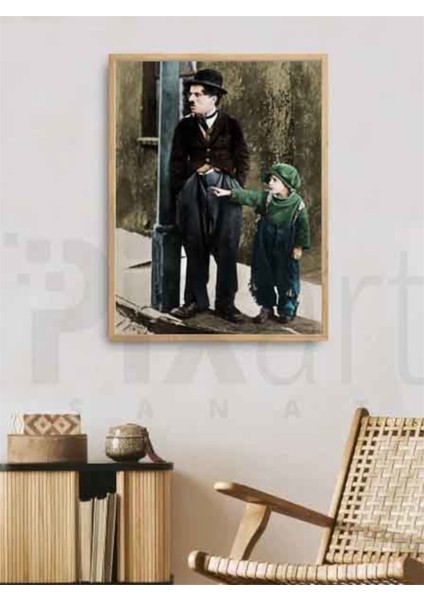 Charlie Chaplin Ve Cocuk 41 x 71 Elmas Mozaik Tablo