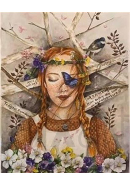 Yeşilin Kızı Elmas Mozaik Tablo Diamond Türkiye 51 x 64 cm