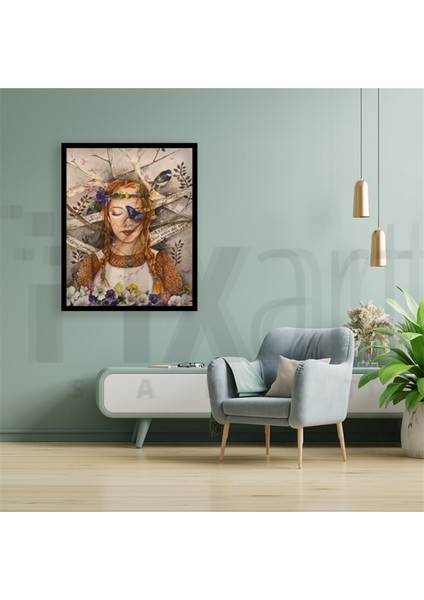 Yeşilin Kızı Elmas Mozaik Tablo Diamond Türkiye 51 x 64 cm modelleri