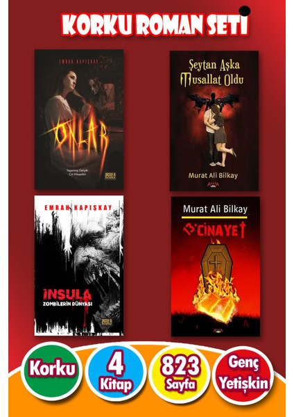 Korku Gerilim 4'lü Kitap Seti - Insula-Onlar-13.cinayet-Şeytan Aşka Musallat Oldu- 823 Sayfa