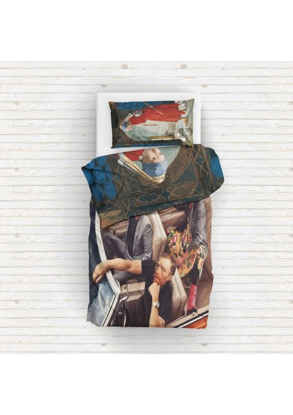 Crazy Night & Inci Küpeli Kaplumbağa Terbiyecisi Çift Taraflı Nevresim Takımı - 200 cm x 220 cm