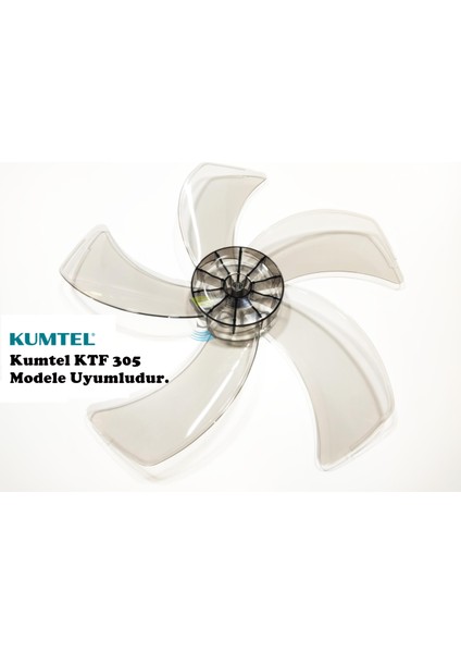 Kumtel Ktf 305 Modele Uyumlu Vantilatör Pervanesi 16INÇ 5 Kanat 38CM Füme Renk Pls
