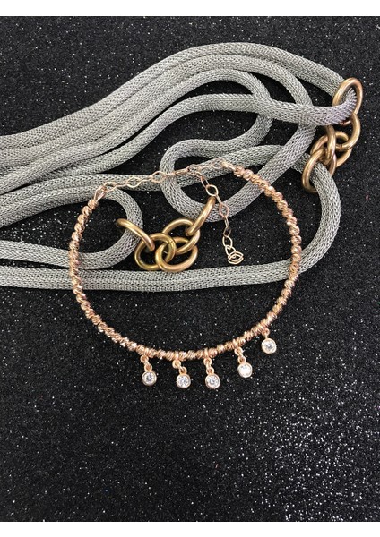 Sallantılı Taşlı Dorika Gümüş Bilezik