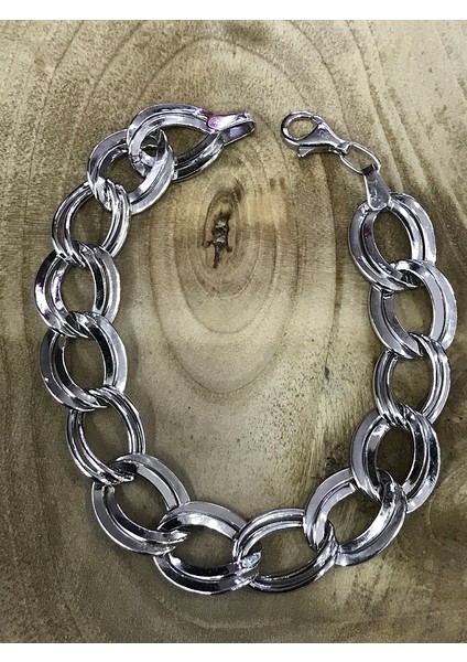 Taşsız Altın Modeli Gümüş Bileklik