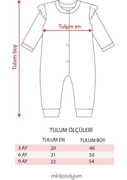 Kız Bebek Pamuklu Uzun Kollu Bandanalı Önden Düğmeli Tulum