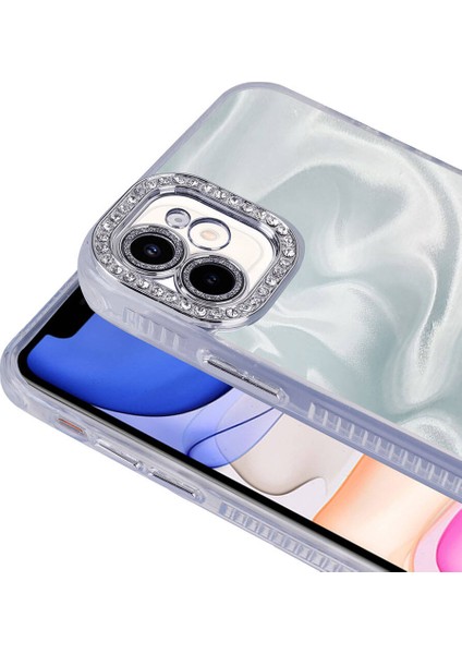 Iphone 11 Uyumlu Desenli Parlak Simli Taşlı Kamera Korumalı Kılıf