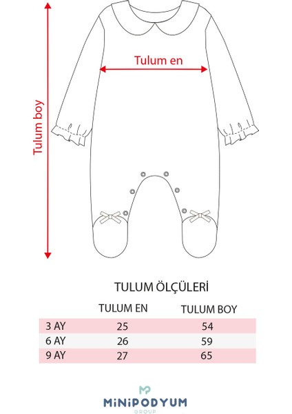 Uzun Kollu %100 Pamuk Bebe Yaka Hediyelik Kız Bebek Patikli Tulum 3-9 Ay indirimleri