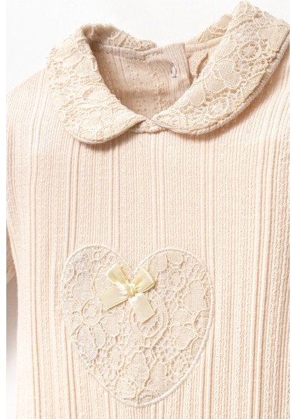 Uzun Kollu %100 Pamuk Bebe Yaka Hediyelik Kız Bebek Patikli Tulum 3-9 Ay modelleri