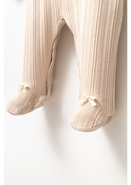 Uzun Kollu %100 Pamuk Bebe Yaka Hediyelik Kız Bebek Patikli Tulum 3-9 Ay fırsatları