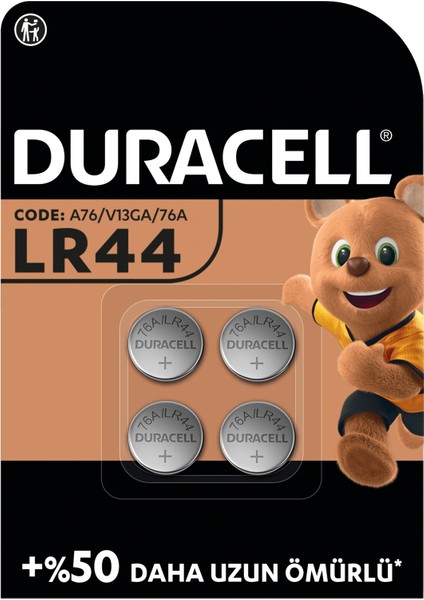 DURACELL LR44 (4’li Paket) özel alkalin pil 1,5V (A76)