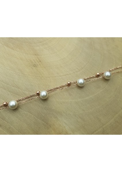 Inci ve Top Zincirli Gümüş Bileklik