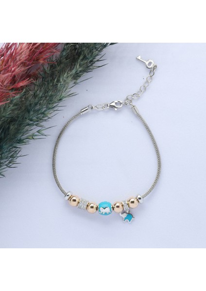 Fil (Elephant) Figürlü 925 Ayar Gümüş Charm Bileklik