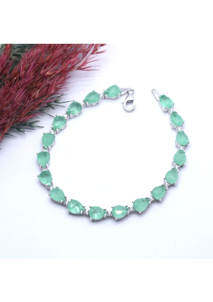 Parahiba Taşlı Gümüş Bileklik