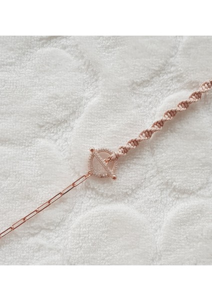Örme Italyan Krem Gümüş Bileklik