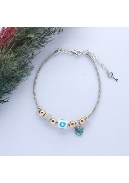 Kelebek (Butterfly) Figürlü 925 Ayar Gümüş Charm Bileklik