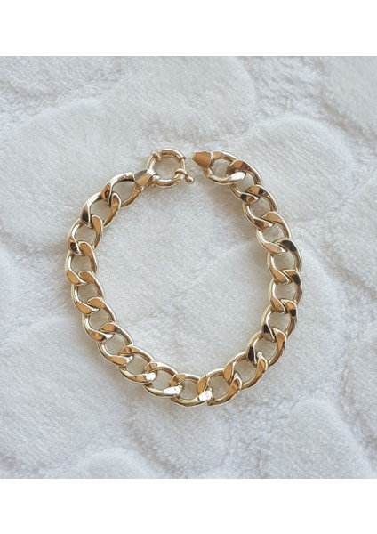 Altın Kaplama Italyan Kalın Gurmet Gümüş Bileklik