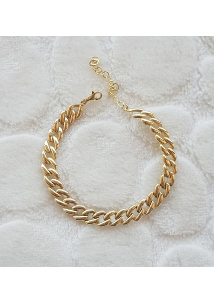 Altın Kaplama Italyan Sık Gurmet Gümüş Bileklik