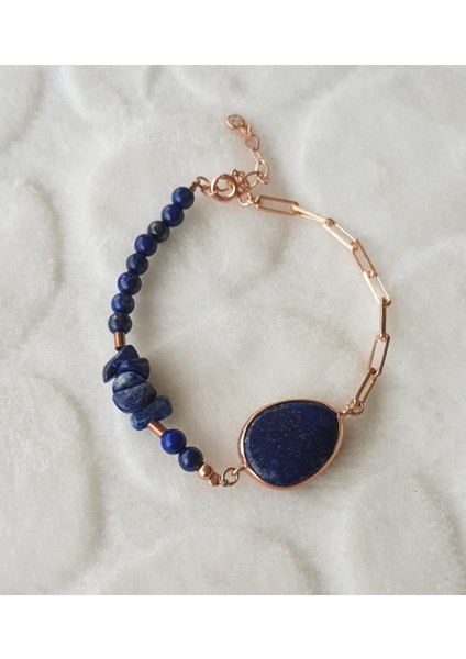 Lapis Taşlı Tasarım Gümüş Bileklik