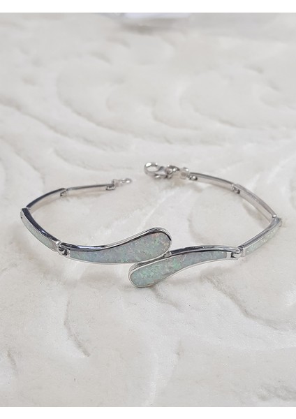 Opal Taşlı El Yapımı Gümüş Bileklik